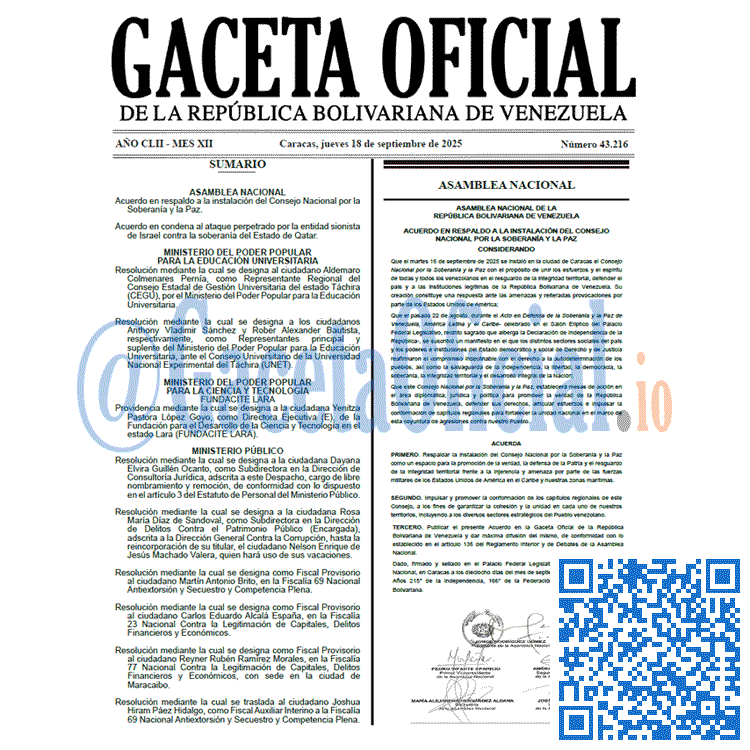Gaceta Oficial, Gaceta 43216, Gaceta 43216 HD, Gaceta #43216, Gaceta Oficial Venezuela #43216