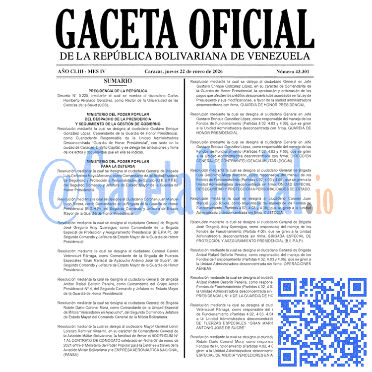 Venezuela Gaceta Oficial 43301 del 22 enero 2026 Gaceta Oficial, Gaceta 43301, Gaceta 43301 HD, Gaceta #43301, Gaceta Oficial Venezuela #43301