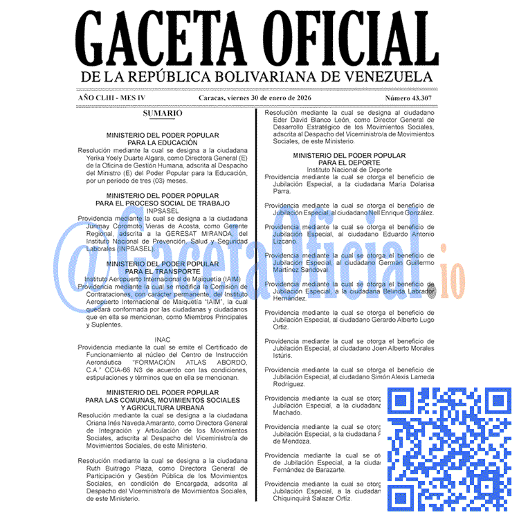 Gaceta Oficial, Gaceta 43307, Gaceta 43307 HD, Gaceta #43307, Gaceta Oficial Venezuela #43307