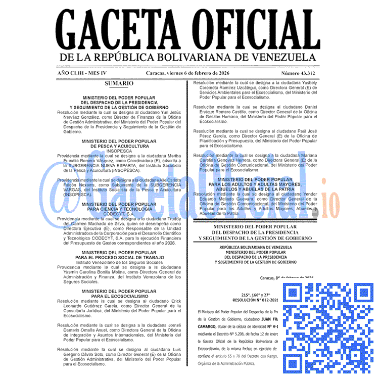 Gaceta Oficial, Gaceta 43312, Gaceta 43312 HD, Gaceta #43312, Gaceta Oficial Venezuela #43312