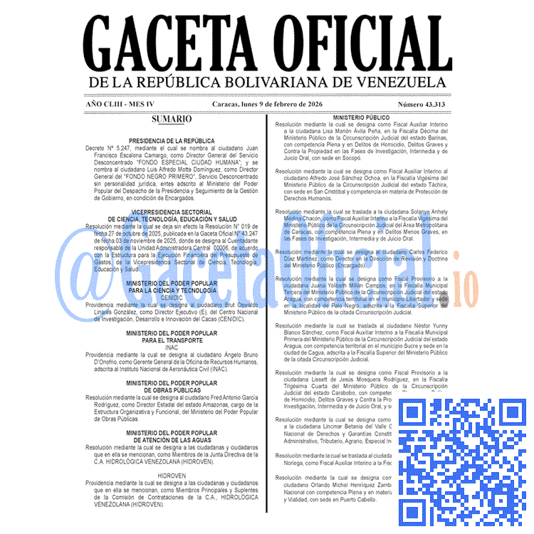 Gaceta Oficial, Gaceta 43313, Gaceta 43313 HD, Gaceta #43313, Gaceta Oficial Venezuela #43313