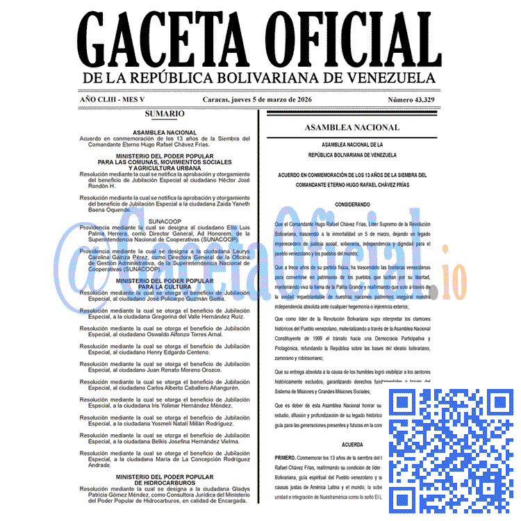 Gaceta Oficial, Gaceta 43329, Gaceta 43329 HD, Gaceta #43329, Gaceta Oficial Venezuela #43329