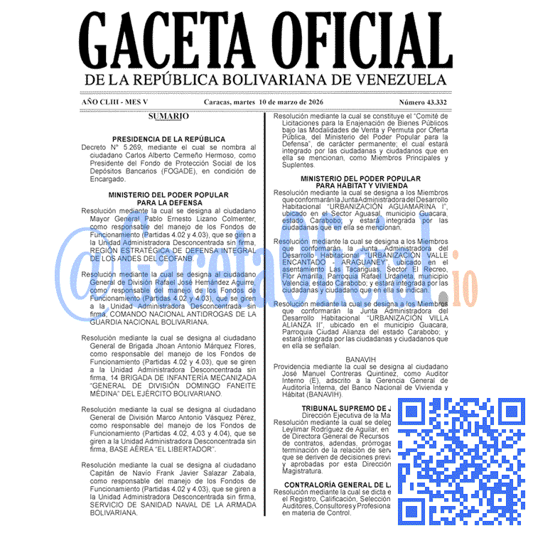 Gaceta Oficial, Gaceta 43332, Gaceta 43332 HD, Gaceta #43332, Gaceta Oficial Venezuela #43332