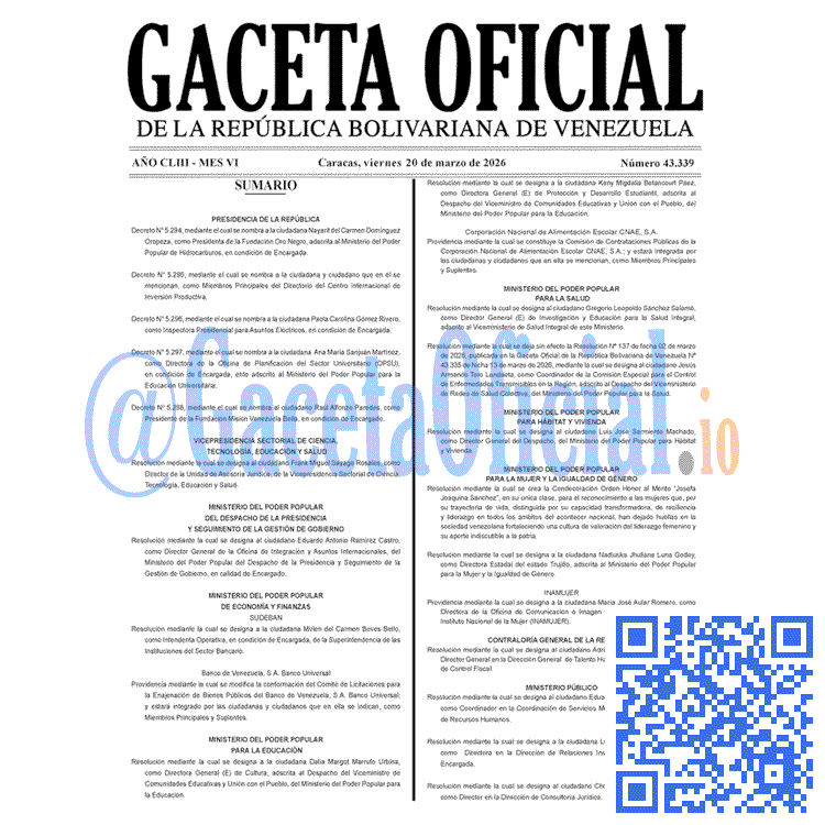 Venezuela Gaceta Oficial 43339 del 20 marzo 2026 Gaceta Oficial, Gaceta 43339, Gaceta 43339 HD, Gaceta #43339, Gaceta Oficial Venezuela #43339
