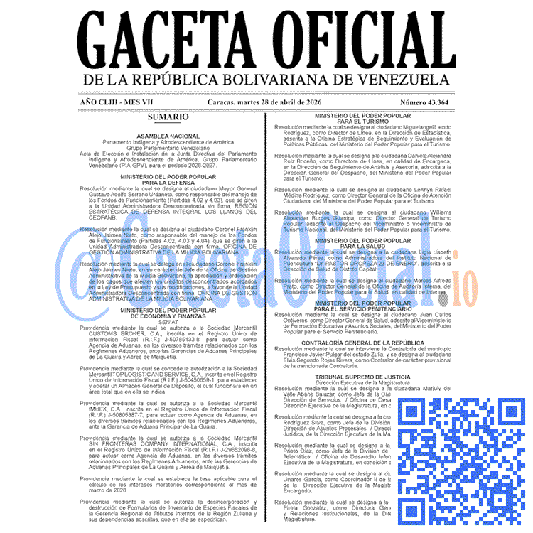 Venezuela Gaceta Oficial 43364 del 28 abril 2026 Gaceta Oficial, Gaceta 43364, Gaceta 43364 HD, Gaceta #43364, Gaceta Oficial Venezuela #43364