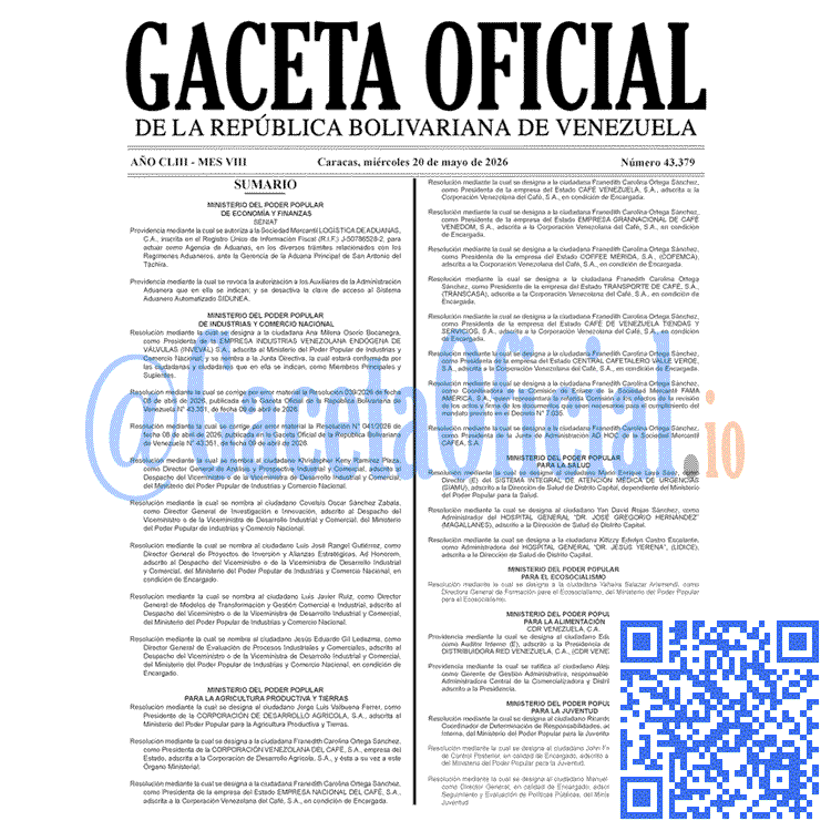 Venezuela Gaceta Oficial 43379 del 20 mayo 2026 Gaceta Oficial, Gaceta 43379, Gaceta 43379 HD, Gaceta #43379, Gaceta Oficial Venezuela #43379