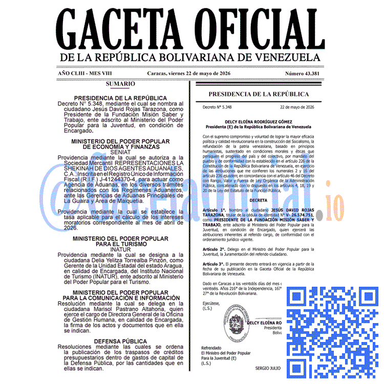 Gaceta Oficial, Gaceta 43381, Gaceta 43381 HD, Gaceta #43381, Gaceta Oficial Venezuela #43381