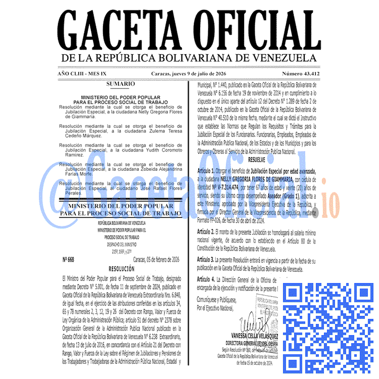 Venezuela Gaceta Oficial #43412 del 9 julio 2026 Gaceta Oficial, Gaceta 43412, Gaceta 43412 HD, Gaceta #43412, Gaceta Oficial Venezuela #43412