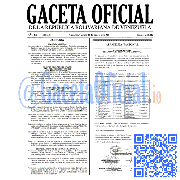Venezuela Gaceta Oficial 43442 del 21 agosto 2026 Gaceta Oficial, Gaceta 43442, Gaceta 43442 HD, Gaceta #43442, Gaceta Oficial Venezuela #43442