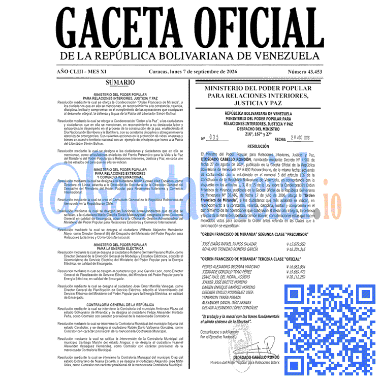 Venezuela Gaceta Oficial 43453 del 7 septiembre 2026 Gaceta Oficial, Gaceta 43453, Gaceta 43453 HD, Gaceta #43453, Gaceta Oficial Venezuela #43453
