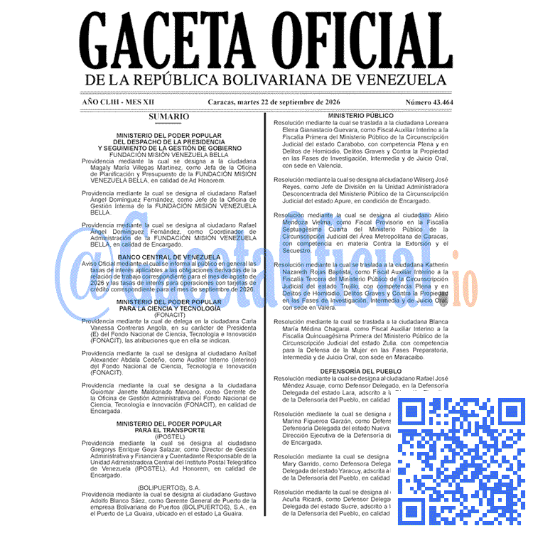 Gaceta Oficial, Gaceta 43464, Gaceta 43464 HD, Gaceta #43464, Gaceta Oficial Venezuela #43464