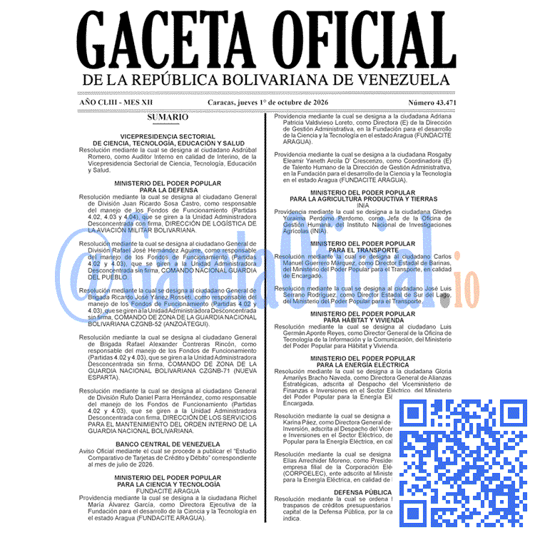 Gaceta Oficial, Gaceta 43471, Gaceta 43471 HD, Gaceta #43471, Gaceta Oficial Venezuela #43471
