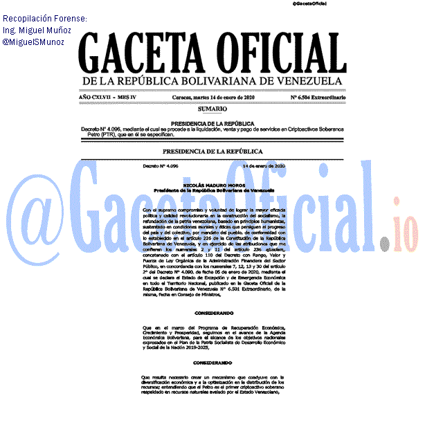 Gaceta Oficial 6504 del 14 enero 2020