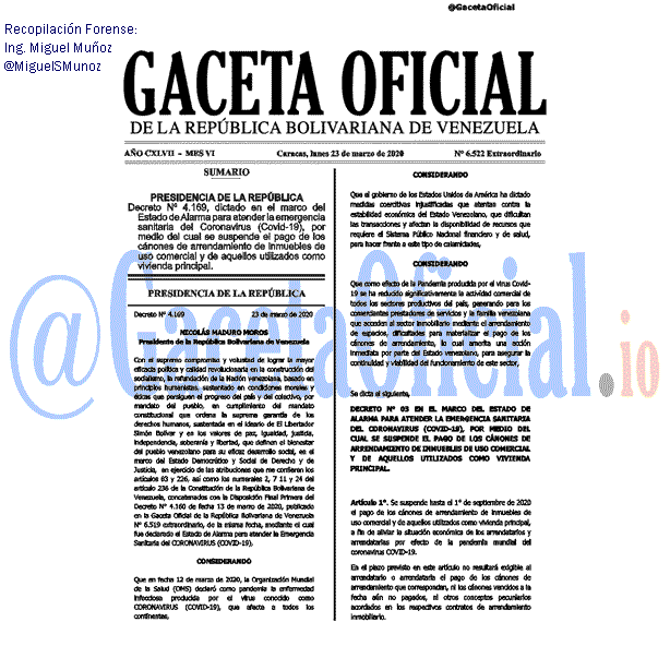 Gaceta Oficial 6522 del 23 marzo 2020 Gaceta Oficial 6522 del 23 marzo 2020