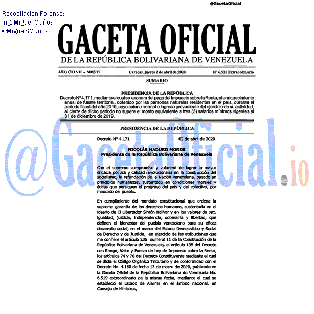Gaceta Oficial 6523 del 2 abril 2020