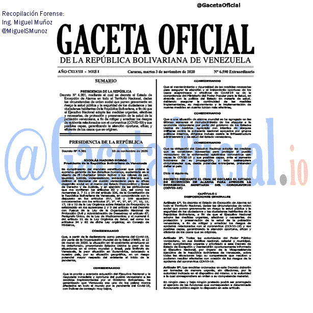Gaceta Oficial 6590 del 3 noviembre 2020