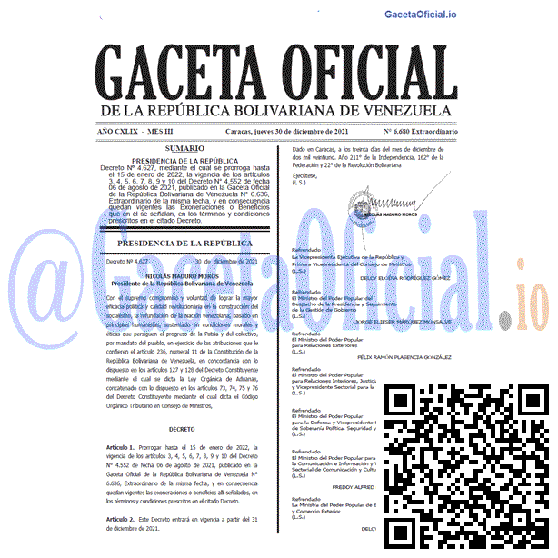 Gaceta Oficial 6680 del 30 diciembre 2021
