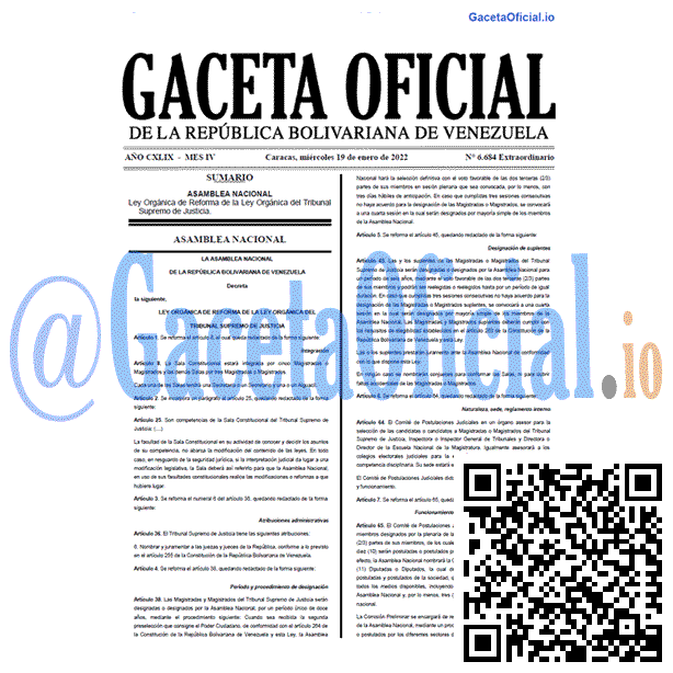 Gaceta Oficial 6684 del 19 enero 2022