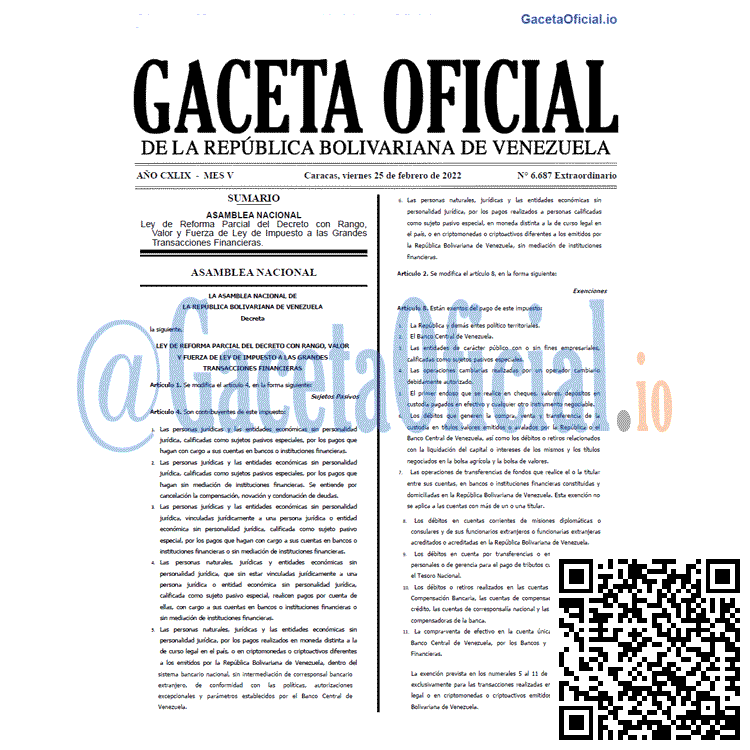 Gaceta Oficial 6687 del 25 febrero 2022