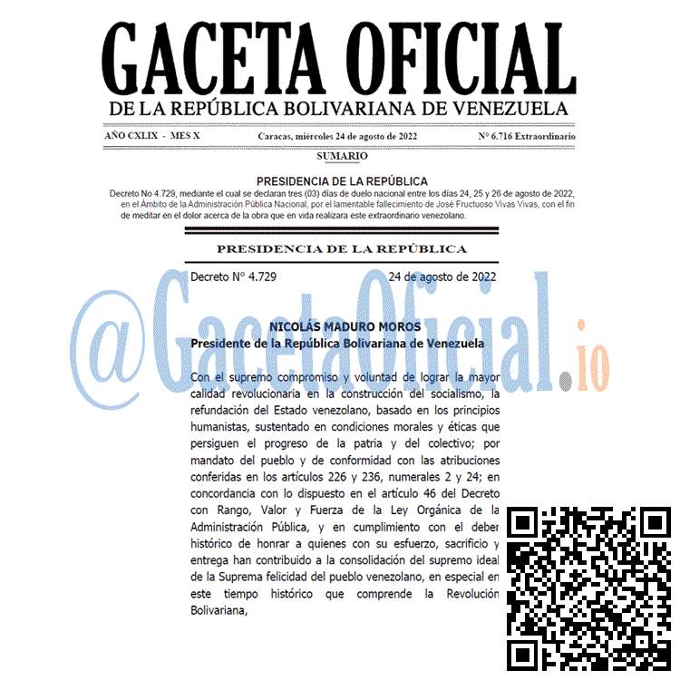 Venezuela Gaceta Oficial 6716 del 24 agosto 2022 Venezuela Gaceta Oficial 6716 del 24 agosto 2022