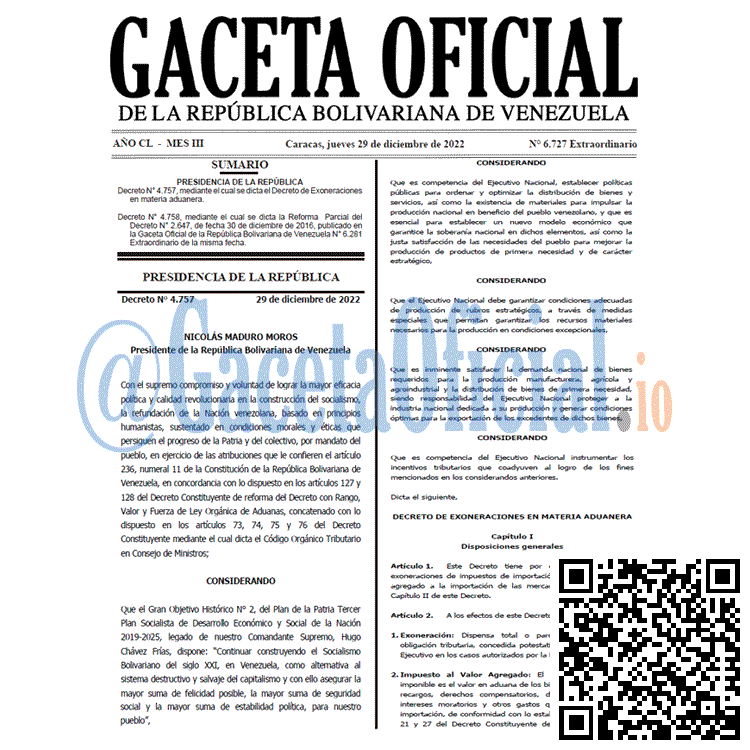 Gaceta Oficial, Gaceta 6727, Gaceta #6727, Gaceta Oficial Venezuela #6727