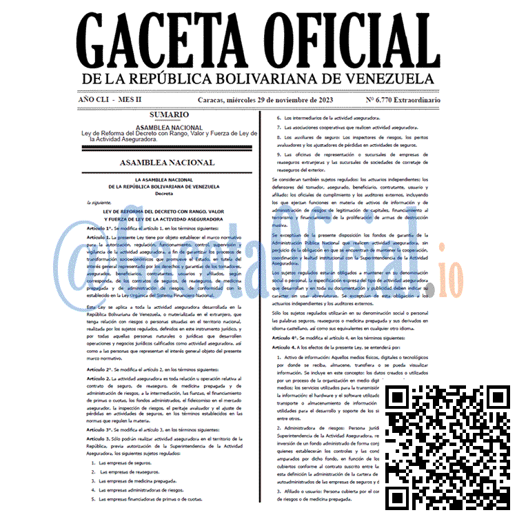 Venezuela Gaceta Oficial 6770 del 29 noviembre 2023 Gaceta Oficial, Gaceta 6770, Gaceta 6770 HD, Gaceta #6770, Gaceta Oficial Venezuela #6770