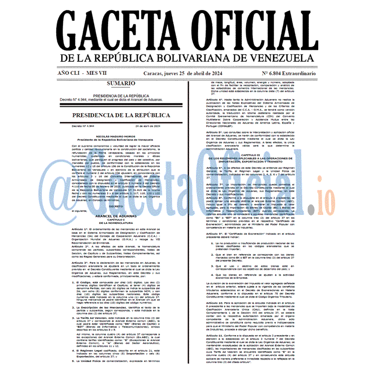 Gaceta Oficial, Gaceta 6804, Gaceta 6804 HD, Gaceta #6804, Gaceta Oficial Venezuela #6804