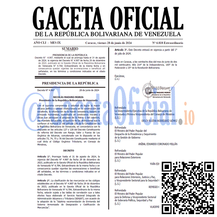Venezuela Gaceta Oficial 6818 del 28 junio 2024 Gaceta Oficial, Gaceta 6818, Gaceta 6818 HD, Gaceta #6818, Gaceta Oficial Venezuela #6818