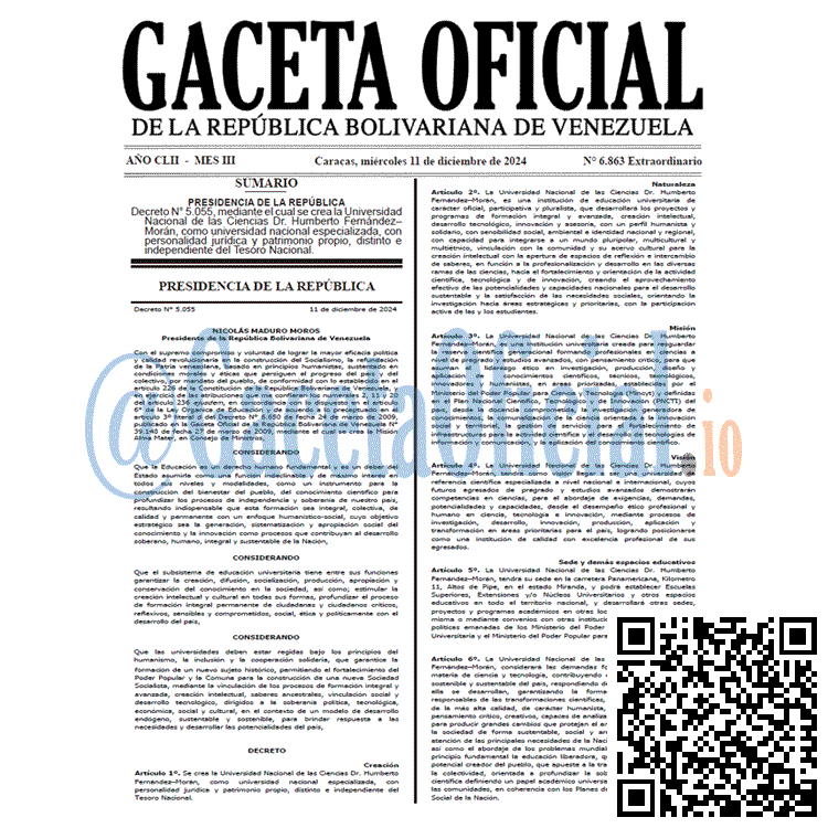 Venezuela Gaceta Oficial 6863 del 11 diciembre 2024 Gaceta Oficial, Gaceta 6863, Gaceta 6863 HD, Gaceta #6863, Gaceta Oficial Venezuela #6863