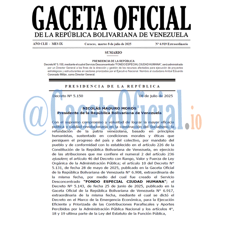 Venezuela Gaceta Oficial 6919 del 8 julio 2025 Gaceta Oficial, Gaceta 6919, Gaceta 6919 HD, Gaceta #6919, Gaceta Oficial Venezuela #6919