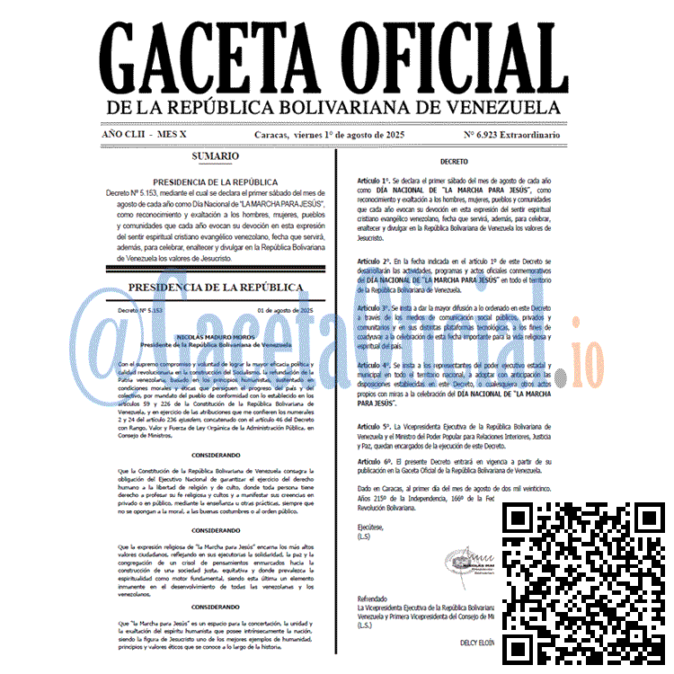 Venezuela Gaceta Oficial 6923 del 1 agosto 2025 Gaceta Oficial, Gaceta 6923, Gaceta 6923 HD, Gaceta #6923, Gaceta Oficial Venezuela #6923