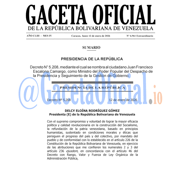 Gaceta Oficial, Gaceta 6961, Gaceta 6961 HD, Gaceta #6961, Gaceta Oficial Venezuela #6961