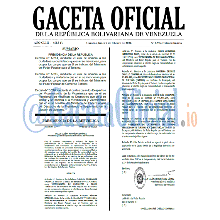 Venezuela Gaceta Oficial 6984 del 9 febrero 2026 Gaceta Oficial, Gaceta 6984, Gaceta 6984 HD, Gaceta #6984, Gaceta Oficial Venezuela #6984
