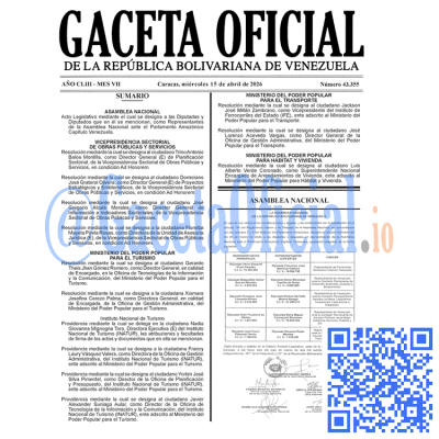 Gaceta Oficial Venezuela #43355 miércoles 15 abril 2026