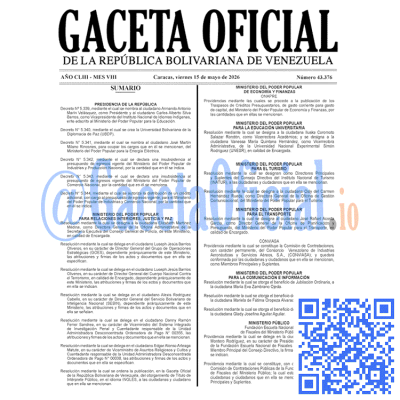 Gaceta Oficial Venezuela #43376 viernes 15 mayo 2026
