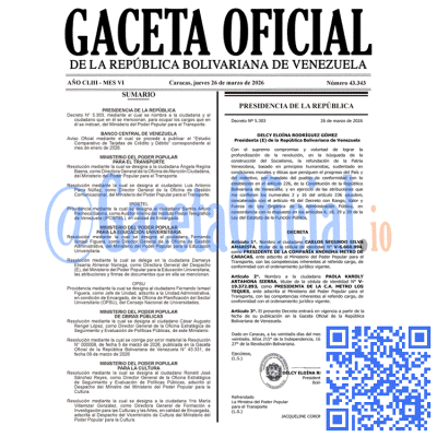 Gaceta Oficial Venezuela #43343 jueves 26 marzo 2026