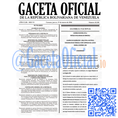 Gaceta Oficial Venezuela #43338 jueves 19 marzo 2026