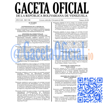 Gaceta Oficial Venezuela #43394 miércoles 10 junio 2026