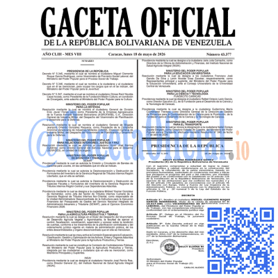 Gaceta Oficial Venezuela #43377 lunes 18 mayo 2026